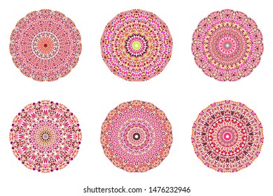 Geometrical round flower pattern mandala set - ornate abstract vector illustrations