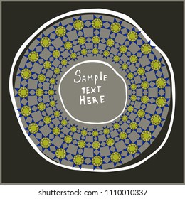 Geometrical round frame with abstract shapes, circle vector illustration.