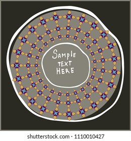 Geometrical round frame with abstract shapes, circle vector illustration.