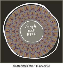 Geometrical round frame with abstract shapes, circle vector illustration.
