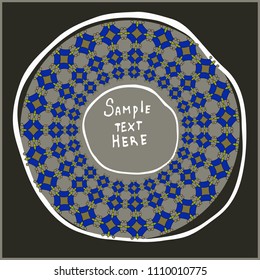 Geometrical round frame with abstract shapes, circle vector illustration.