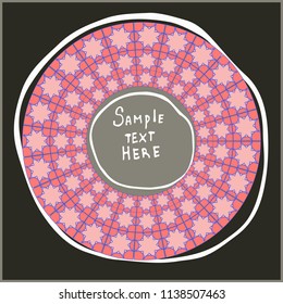 Geometrical round frame with abstract shapes, circle vector illustration.
