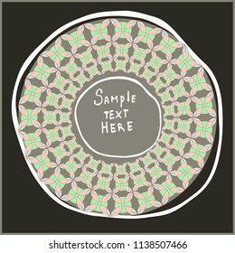 Geometrical round frame with abstract shapes, circle vector illustration.