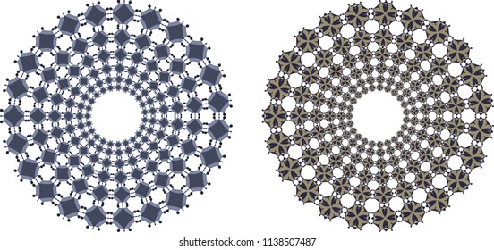 Geometrical round frame with abstract shapes, circle vector illustration.