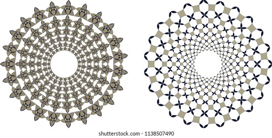 Geometrical round frame with abstract shapes, circle vector illustration.