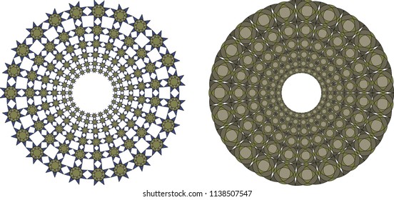 Geometrical round frame with abstract shapes, circle vector illustration.