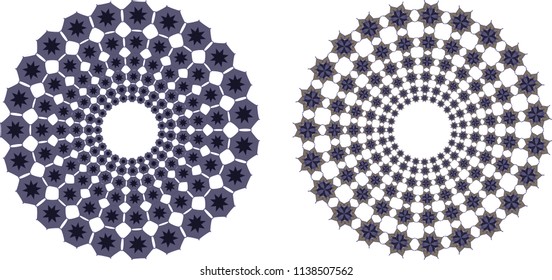 Geometrical round frame with abstract shapes, circle vector illustration.