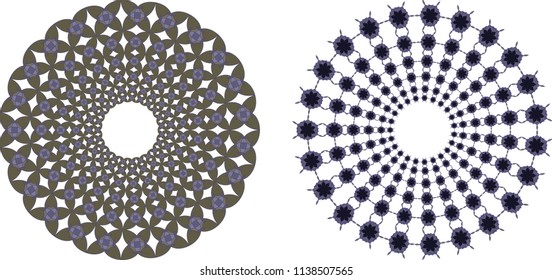 Geometrical round frame with abstract shapes, circle vector illustration.