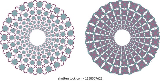 Geometrical round frame with abstract shapes, circle vector illustration.