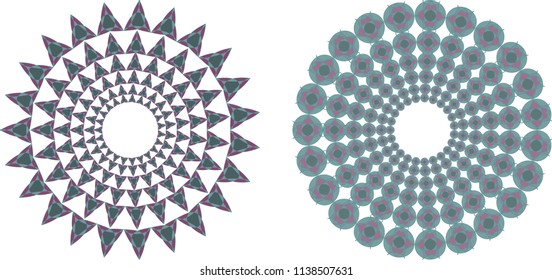 Geometrical round frame with abstract shapes, circle vector illustration.