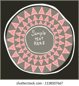 Geometrical round frame with abstract shapes, circle vector illustration.