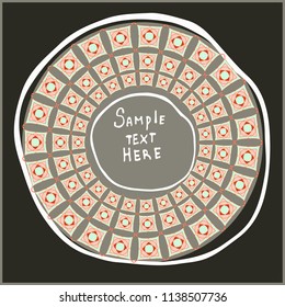 Geometrical round frame with abstract shapes, circle vector illustration.