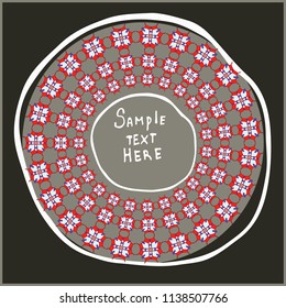 Geometrical round frame with abstract shapes, circle vector illustration.