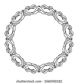 Geometrical round frame with thorns made of abstract shapes, circle vector illustration.