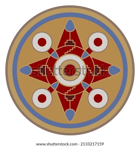 Geometrical round mandala with star shape. Medieval European Anglo-Saxon Cloisonné ornament. Isolated vector illustration. Foto stock © 