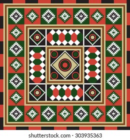 Geometrical seamless abstract pattern from decorative ethnic ornament elements .  African, Mexican, Turkmen texture (background) for packing, textile, interior, web design.