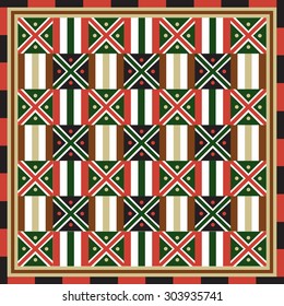 Geometrical seamless abstract pattern from decorative ethnic ornament elements .  African, Mexican, Turkmen texture (background) for packing, textile, interior, web design.