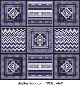 Geometrical seamless abstract pattern from decorative ethnic ornament elements .  African, Mexican, Turkmen texture (background) for packing, textile, interior, web design.