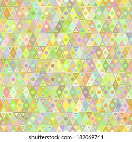 Geometrical seamless background. Structure of geometric shapes. Colorful mosaic banner. The structure of triangles, diamonds and circles. Vector.