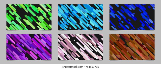 Geometrical seamless chaotic rounded diagonal stripe pattern card background set - vector stationery graphic design