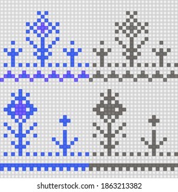 Geometrical seamless counting jacquard embroidery or knitting scheme motif pattern background, isolated vector illustration. For apparel textile: sweater, sock, scarf; interior: napkin, cushion