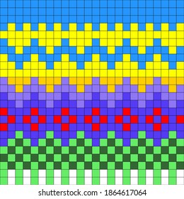 Geometrical seamless counting jacquard embroidery or knitting scheme motif pattern background, isolated vector illustration. For apparel textile: sweater, sock, scarf; interior: napkin, cushion