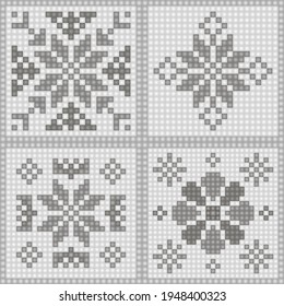 Geometrical seamless counting jacquard embroidery or knitting scheme motif pattern background, isolated vector illustration. For apparel textile like that sweater, sock, napkin, cushion