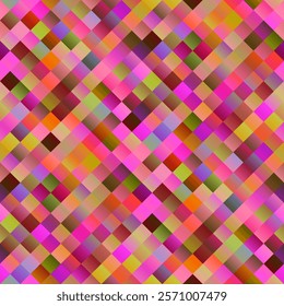 Geometrical seamless diagonal square pattern background - colorful geometric abstract vector design from squares