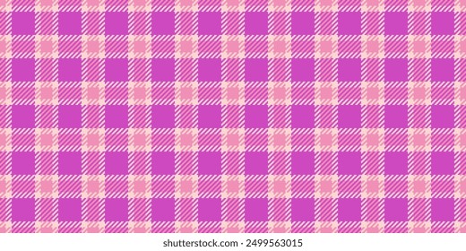 Geometrical seamless fabric plaid, checking tartan check vector. Britain background pattern textile texture in magenta and light colors palette.