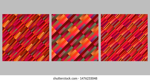 Geometrical seamless gradient diagonal stripe pattern background set - abstract vector illustrations