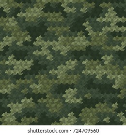 Geometrical seamless green camouflage pattern.