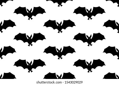 Geometrical seamless Halloween pattern with black bat silhouettes. Kids,  boys, girls vector illustration. Happy Halloween scary magic background.