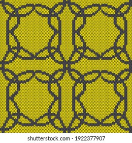Geometrical seamless knitted vector pattern as a fabric texture in grey and yellow hues