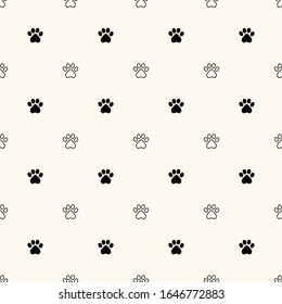 Geometrical seamless pattern with animal paw footprint. Dog paw prints background