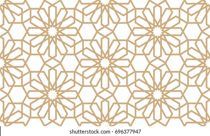 Geometrical seamless pattern in Arabian style. Vector background. Islamic gold and white texture,graphic arabic pattern