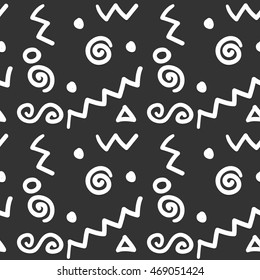 Geometrical seamless pattern, black on white vector background
