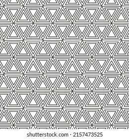geometrical seamless pattern with black outlines on white background. pattern in the form of a triangular lattice