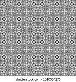 Geometrical seamless pattern with black, white and gray tiles. Vector illustration.