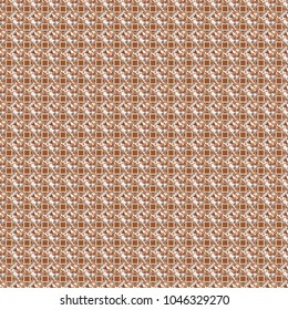 Geometrical seamless pattern with brown, yellow and white tiles. Vector illustration.