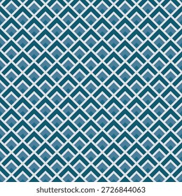 Design de padrão contínuo geométrico com forma de ponta de seta na paleta azul