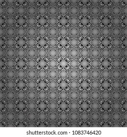 Geometrical seamless pattern with gray, black and white tiles. Vector illustration.