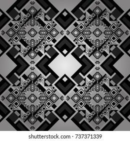 Geometrical seamless pattern with gray, black and white tiles. Vector illustration.