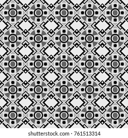 Geometrical seamless pattern with gray, black and white tiles. Vector illustration.