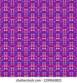Geometrical seamless pattern. Multicolored geometric shapes. Abstract neon cyber sign seamless vector background. Modern design element vintage-inspired color texture illustration. Graphic backdrop
