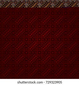 Geometrical seamless pattern with orange, brown and black tiles. Vector illustration.