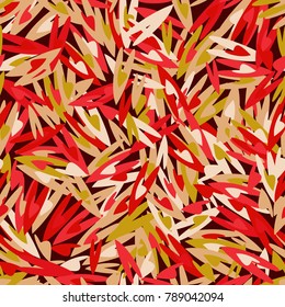 Geometrical seamless pattern with randomly spread hearts. St. Valentine's Day texture. Warm colors, halftones.