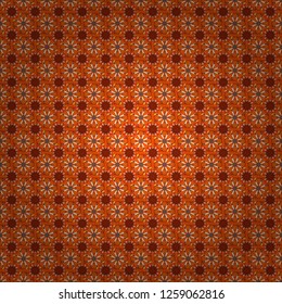 Geometrical seamless pattern with red, orange and brown tiles. Vector illustration.
