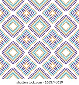 Patrón geométrico sin fisuras en estilo retro. Antecedentes vectoriales para tela de moda, textil, tela, papel tapiz, papel envolvente. 