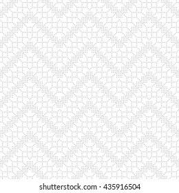 Geometrical seamless pattern. Stylish modern texture. Infinitely repeating small textured ornament consisting of small dots, dotted rhombuses and zigzag lines. Vector abstract seamless background.