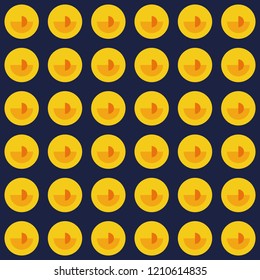 Geometrical seamless pattern. Yellow circles with orange geometric ornaments.